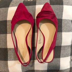 Magenta Flats w/ Gold Open Heel